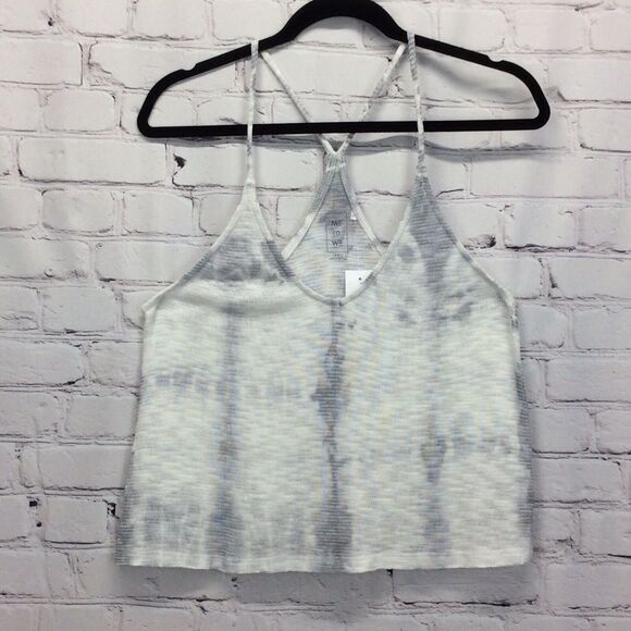 Me to We PacSun Tie Dye Racerback Tank Top Women's Size XS Gray/White Beachy NWT - Picture 1 of 9